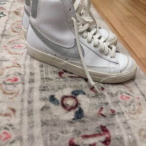 Nike White and Silver High-Top Sneakers